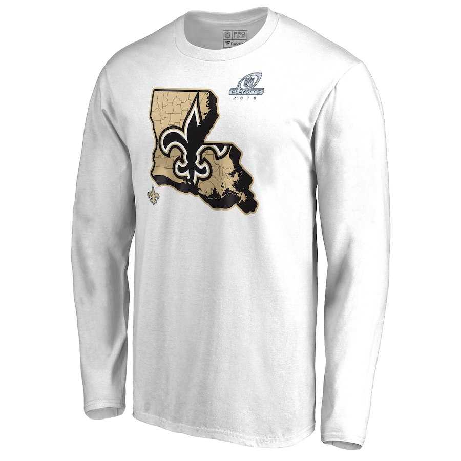 Men's Saints White 2018 NFL Playoffs Long Sleeve T-Shirt,We sell and wholesale Men's Saints White 2018 NFL Playoffs Long Sleeve T-Shirt on line form chian!